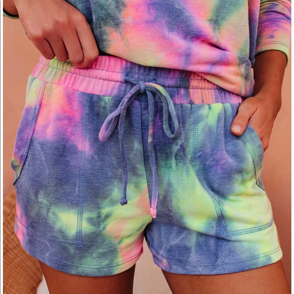 Vici Dolls Harmony Pocketed Tie Dye Knit Shorts